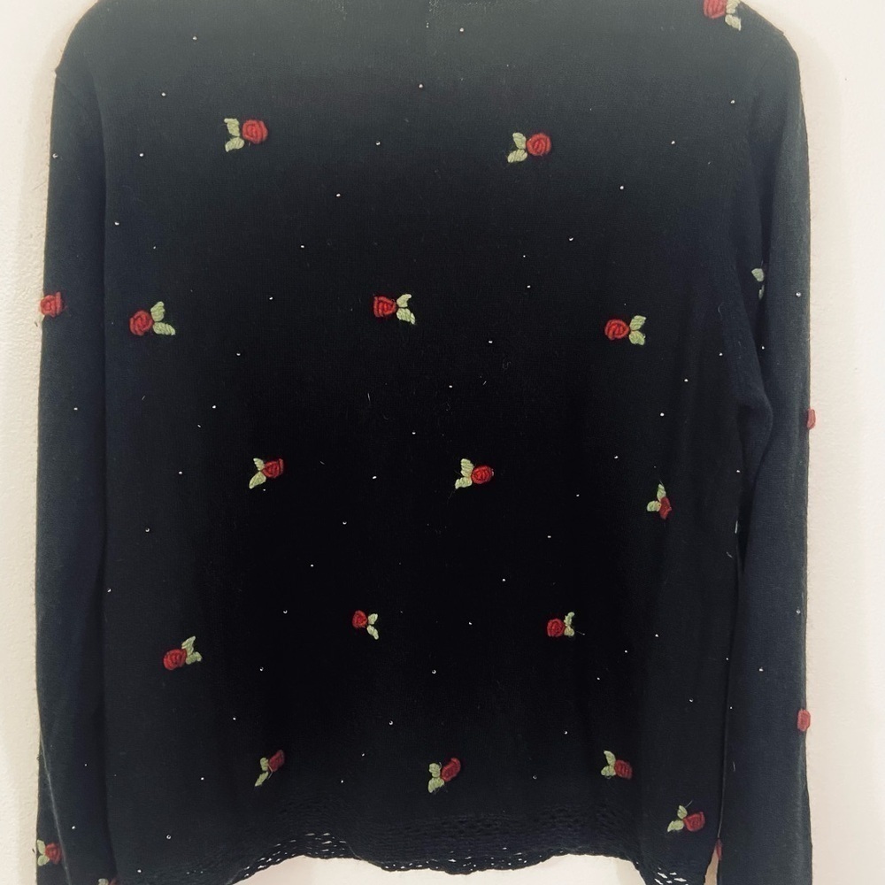 NWT Christopher Banks Angora Silk Sweater Hand Embroidered Feminine Dainty Sz M - Picture 2 of 11